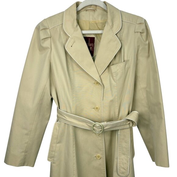 Vintage 70s-80s J. Gallery Beige Womens Long Trench Coat Size 11 Belted Button - Picture 6 of 11